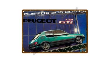 grudi cm: Dekorativna metalna retro tablica - PEUGEOT 205 Dekorativna metalna