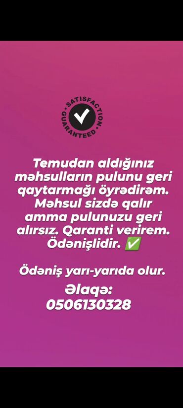 Reklam, çap: Ciddi olanlar yazsn. Ödəniş yarı yarıda olur. Və qaranti verirem