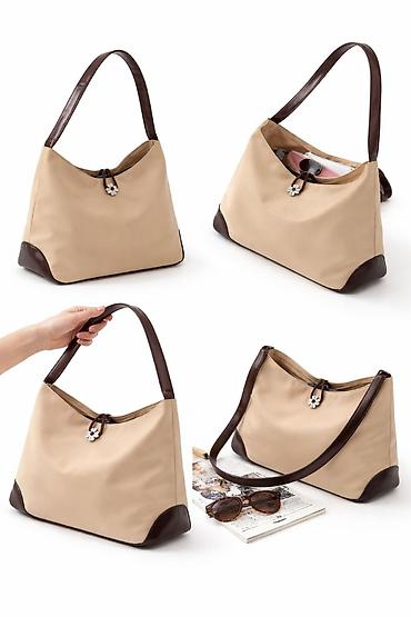 lady secret: Bež torba za rame sa braon detaljima - Model: elegantna ženska torba — 1