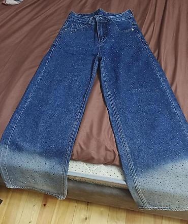 şalvar kofta: Qadınlar üçün geniş kəsimli cins şalvar - Material: qalın denim - — 1