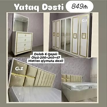 Yataq Dəsti - Dəst tərkibi: - 6 qapılı dolab (ortada güzgülü bölmə) -
