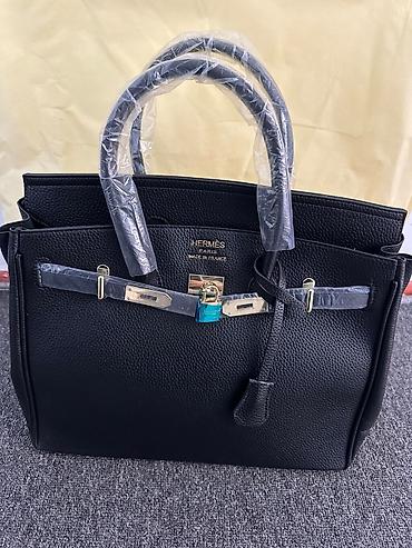 Сумки: Сумка-тоут Hermes Birkin, черная, зернистая кожа. Фурнитура цвета — 3