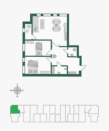 kva: 3 комнаты, 90 м², Азия Молл Элитка, 15 этаж, ПСО (под самоотделку) — 7