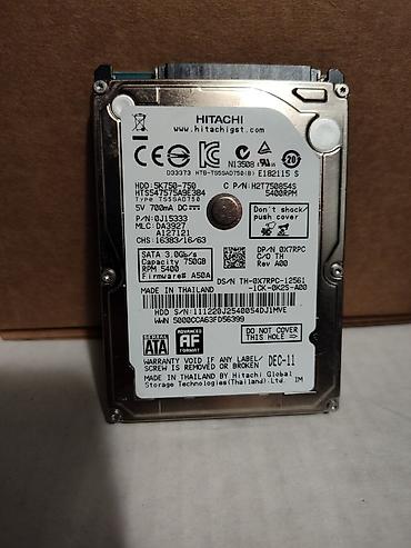 hdd yadas vinti: Hitachi 750 GB 2.5" daxili hard disk (HDD) satılır. Noutbuklar və 2.5 — 1