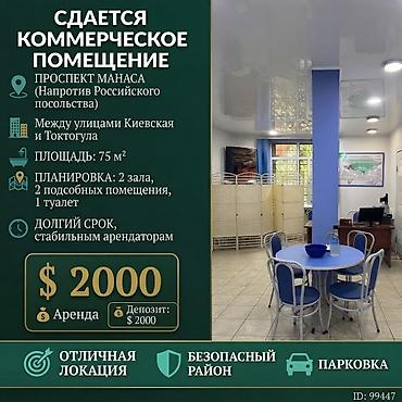 Сдаю Помещение целиком: Газетный, 75 м², В административном здании