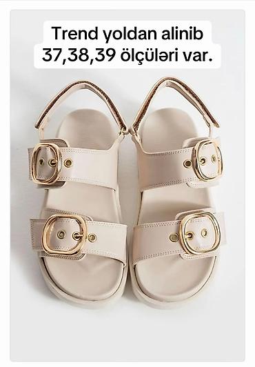 kablok tuflilar: Bej rəngli qadın sandal modeli - Trend Yoldan alınıb - Ölçülər — 1
