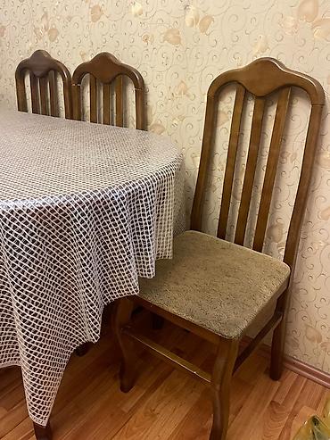 şabalıd ağacı: Ağac yemək otağı dəsti - Komlekt: 1 oval masa + 6 stul - Material — 2