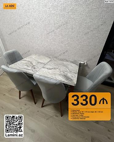 Мебель: Məhsul: Masa dəsti – Ölçülər: açıq 80×170 sm, bağlı 80×130 sm – — 1