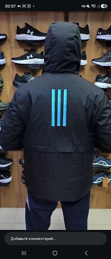 рубашка с капюшоном мужская: Мужская куртка, M, Adidas, Новый, цвет - Черный, Бесплатная доставка — 2