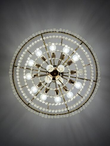 Люстры: Подвесная потолочная люстра На 21 лампочки свечки Каркас золотистый — 9