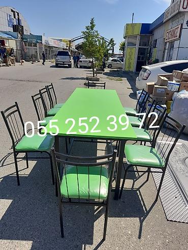 Masa və oturacaq dəstləri: Qonaq otağı üçün, Yeni, Açılmayan, Dördbucaq masa, 8 stul — 12