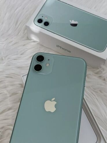 Apple iPhone: IPhone 11, Б/у, 128 ГБ, Зеленый, Защитное стекло, Чехол, 75 %