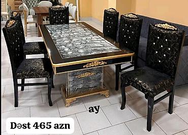 Yemək otağı üçün dəst – 1 masa + 6 stul - Stil: klassik-lüks dizayn