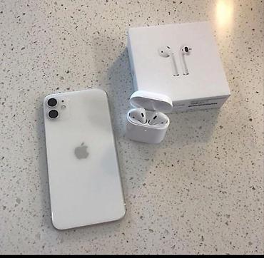 Техника жана электроника: IPhone 11 (белый) + беспроводные наушники Apple AirPods Комплектация — 1