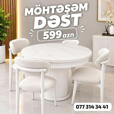 eyvan ucun stol stul: Yemək otağı üçün “Möhtəşəm Dəst” – dairəvi masa + 4 ədəd stul — 5