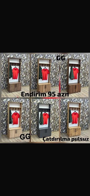 dolap: Dəhliz üçün asılqanlı dolab - Model: asılqan, üst açıq rəf və alt iki — 1