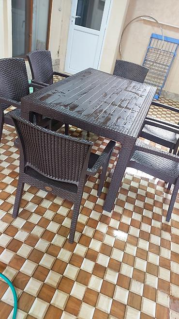 kafe ucun stol stul: Balkon üçün, Yeni, Açılmayan, Kvadrat masa, 6 stul — 4