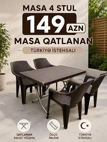 sumqayit stol stul: Məhsul: Dəst – qatlanan masa + 4 ədəd stol • Türkiyə istehsalı • Masa — 1
