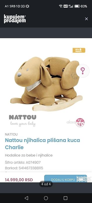 igračke prodaja: Nattou njihalica – plišana kuca Charlie - Ljuljaška u obliku kuce sa — 4