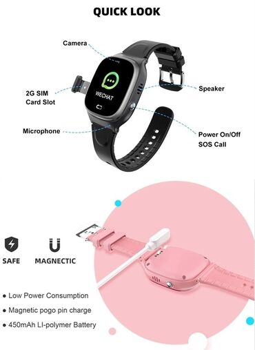 Ručni satovi: Vodootporni Dečiji Smart Watch T45 - Mobilni Tel, SOS, LBS Boje — 12