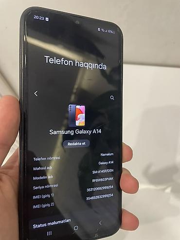 samsung galaxy a 14: Samsung Galaxy A14, 128 GB, rəng - Qara, İki sim kartlı — 3