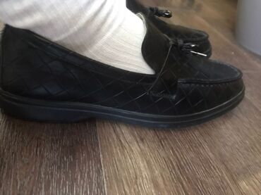 обувь 36 размер: Лоферы от Meray Kee,экокожа, чёрные матовые,плетеная,с язычком