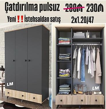 desmalar: Üç qapılı paltar dolabı – istehsaldan satış - Ölçü: 2 x 1.20 / 47 — 1