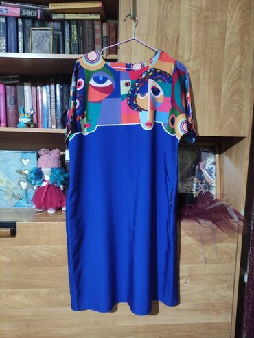 яркое стильное платье: Повседневное платье, Made in KG, Лето, Прямое, 3XL (EU 46)