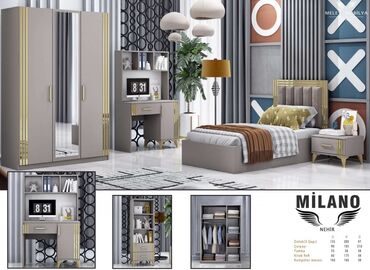 xırdalan mebel şəhərciyi: Milano (Nehir) gənc yataq dəsti, yataq otağı mebeli, yataq mebelləri