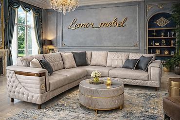 Sifarişlə divan dəstləri: Luks dizaynlı künc divan dəsti - Klassik və modern interyerlərə — 4