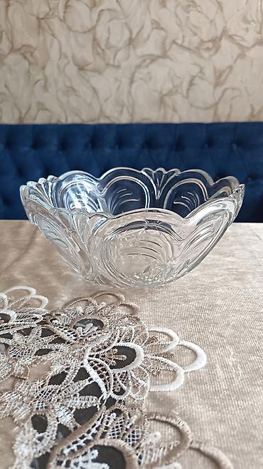 Şüşə meyvə/salat qabı Diametr 22 sm - Material: qalın, şəffaf şüşə -