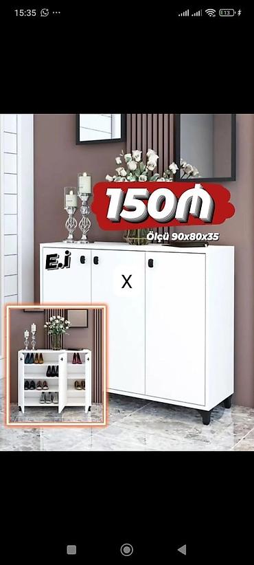 Ağ rəngli ayaqqabılıq/dolab - Ölçü: 90 x 80 x 35 sm (şəkildə