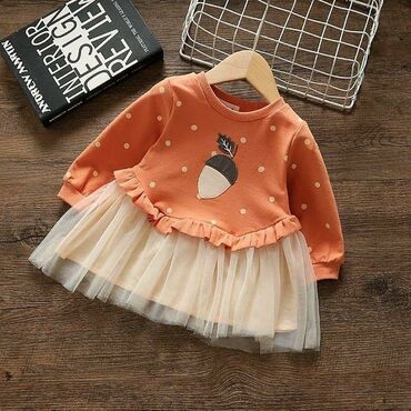 платье водолазка: Детское платье, цвет - Оранжевый, Новый