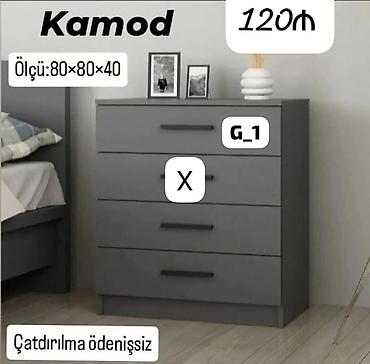 Komodlar: Kamod – 4 çekmecəli, kompakt dizayn. - Rəng: tünd boz - Ölçü: 80×80×40 — 1