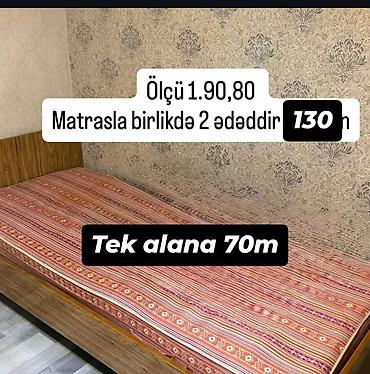 tək kişilik yataq: Taxta çarpayı – matrasa daxildir - Ölçü: 190×80 sm - Say: 2 ədəd — 1