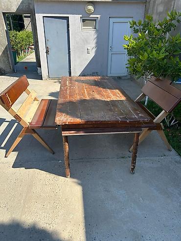 Masalar: Stol-150 AZN Stul biri-40 azn Taxta yemək/bağ masası - Material: tam — 4
