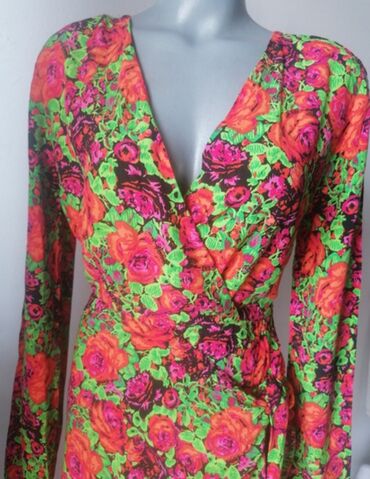 letnje cvetne haljine: S (EU 36), bоја - Šareno, Drugi stil, Dugih rukava