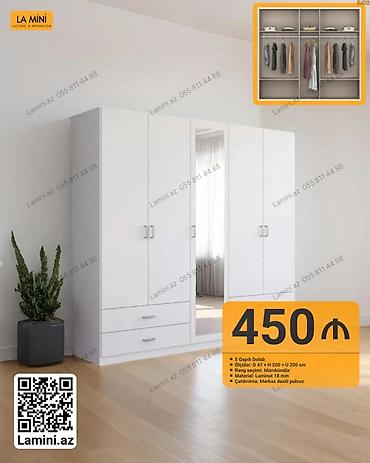 Dolablar: 5 qapılı paltar dolabı - Ölçülər: D 47 × H 200 × U 200 sm - Rəng — 1