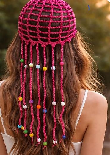 Бижутерия: Xəzinə üslubunda toxunma saç toru (crochet hair cap) - Model: əl işi — 1