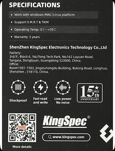 ssd netak: Teze bagli qutuda acilmamish SSD satilir, 128 Gb Kingspec dirmali — 4