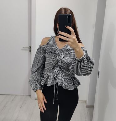 bluze crop top: S (EU 36), Karirani, bоја - Siva