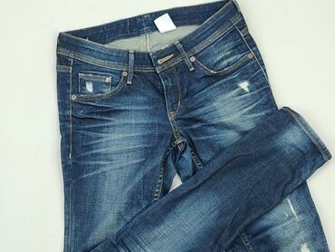 czarne spódnice jeansowe z przetarciami: Jeans, H&M, XS (EU 34), condition - Good
