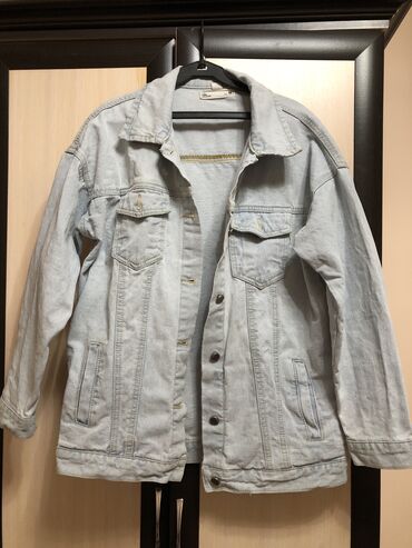 джинсовая рубашка женская: Джинсовая куртка, Свободная модель, Осень-весна, Удлиненная модель