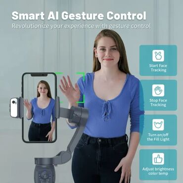 Telefon üçün stabilizatorlar: Bu qara rəngli ağıllı telefon stabilizatoru, smartfonunuzla daha sabit