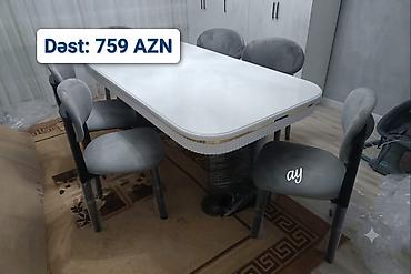 stol sul: Qonaq otağı üçün, Yeni, Açılmayan, Oval masa, 6 stul — 1