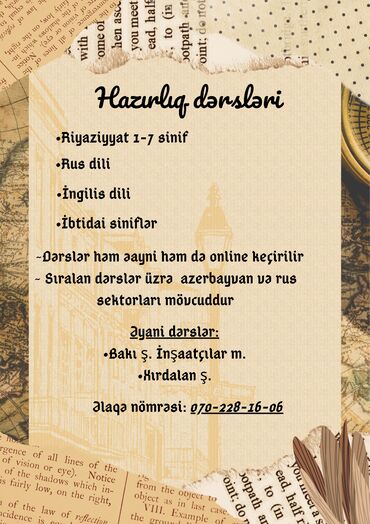 Digər kurslar: Repetitor, Riyaziyyat, Rus dili, Azərbaycan dili