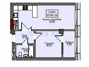 дельмар: 1 комната, 47 м², Восток-5 мкр Элитка, 11 этаж, ПСО (под самоотделку) — 1