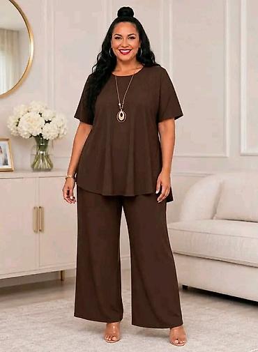 sako mona: Ženski komplet za svaki dan – plus size - Dvodijelni set: tunika sa — 3