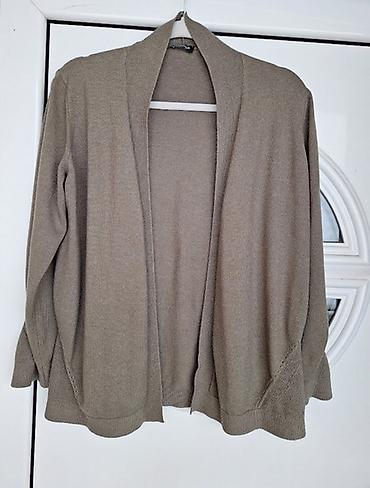 pismo torba mona: Kardigan, veličina 46. - Boja: topla taupe/bež. - Model: otvoreni — 1