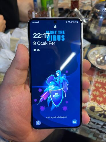 Samsung: Samsung Galaxy S22, 128 GB, rəng - Ağ, Sensor, Simsiz şarj, İki sim kartlı